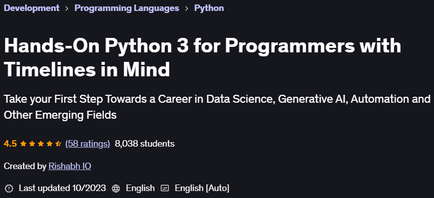 Pictures · Udemy — Hands-On Python 3 for Programmers with Timelines in Mind 2023-10