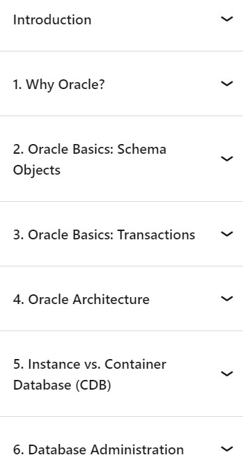 Course topics · Complete Guide to Oracle Database 23ai: From Beginner to Advanced 2024-6