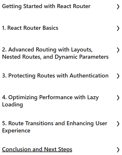 कोर्स के विषय · उन्नत React Router तकनीक TypeScript 2025-2