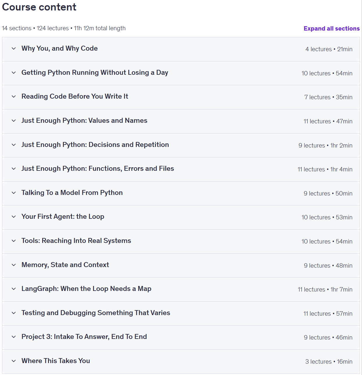 Course topics · Python AI Agents for Analysts: Build Your First Real Agent 2026-9