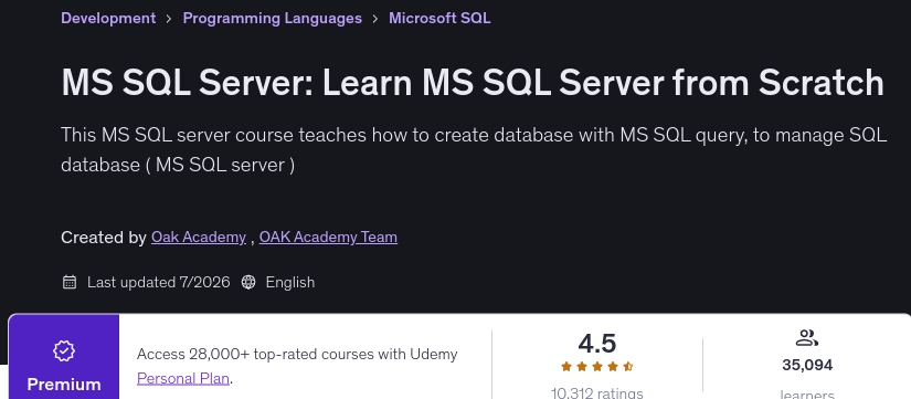 تصاویر · MS SQL پروڈکٹ کا نام : Learn MS SQL سکرٹ سے سرور 2023-7
