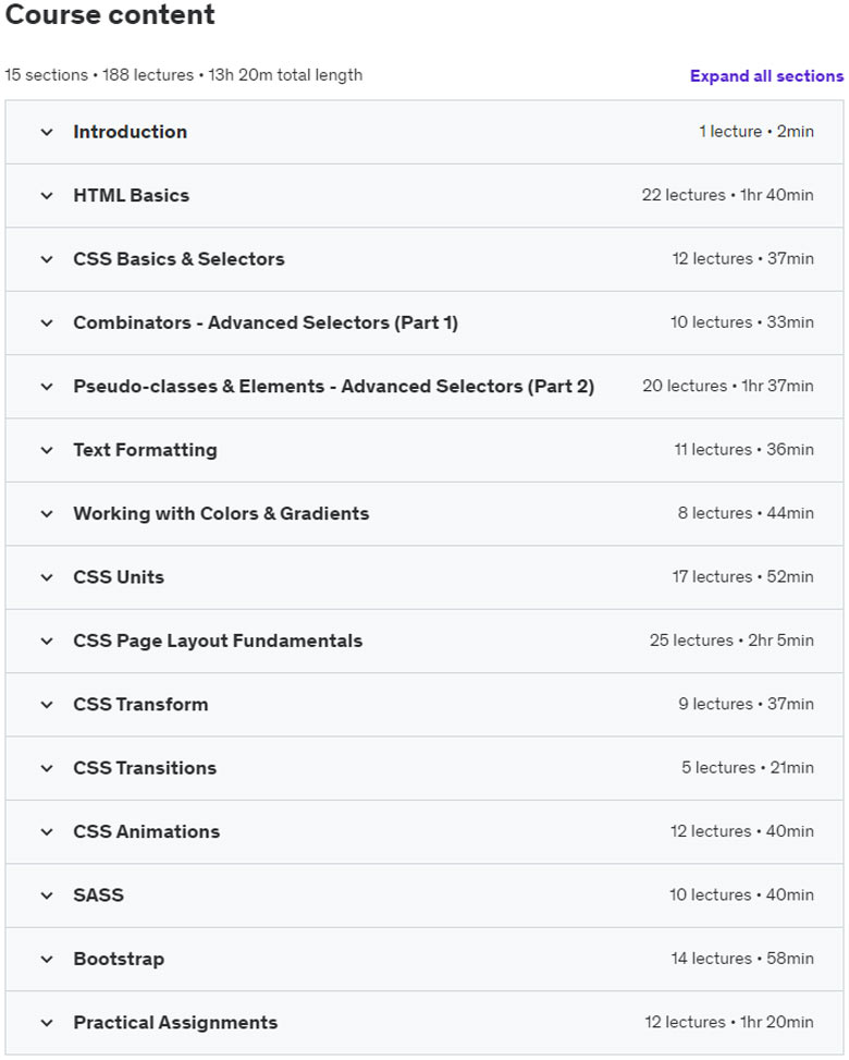 Course topics · Mastering CSS with Sass & Bootstrap + Interview Questions 2022-10