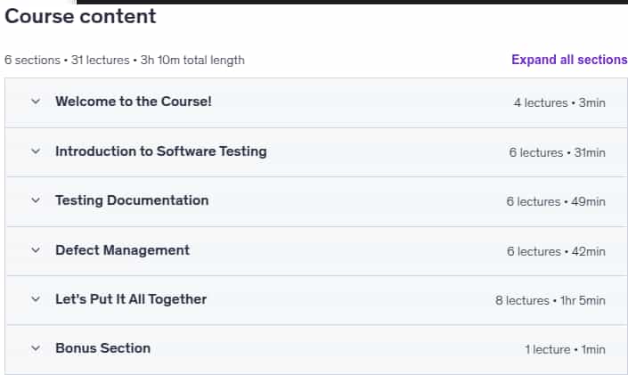 Course topics · Business Analyst: Software Testing Processes & Techniques 2023-7