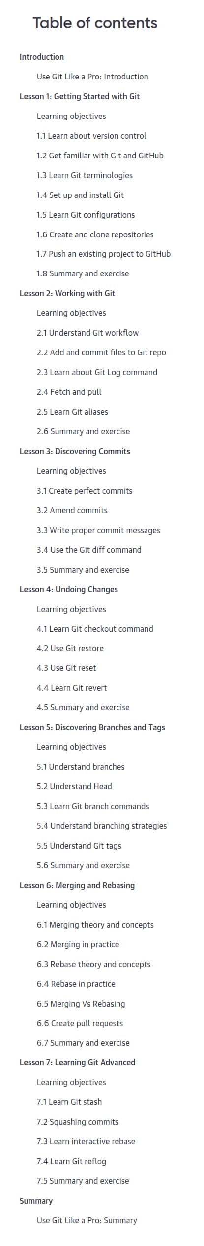 Course topics · Oreilly – Use Git Like A Pro 2025-3