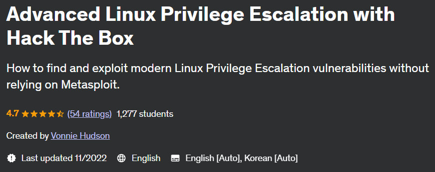 Pictures · Udemy — Advanced Linux Privilege Escalation with Hack The Box 2022-11
