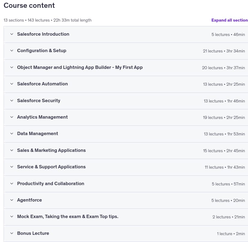 Темы курса · Сертифицированный администратор платформы Salesforce (Mar 2026) 2026-3