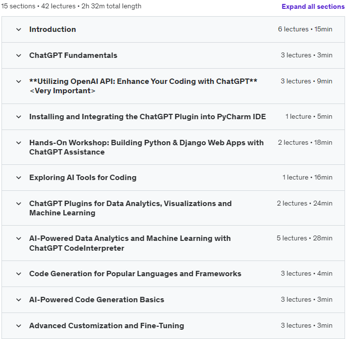 Course topics · AI in Coding & Data Science: Master ChatGPT, GitHub Copilot 2023-4