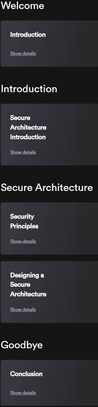 Course topics · Secure Architecture Design 2023-3