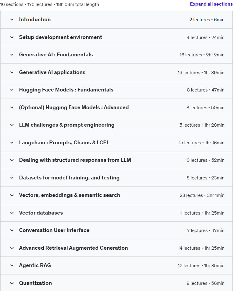 Course topics · Generative AI application design and development 2024-9