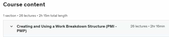 Course topics · Udemy — Creating and Using a Work Breakdown Structure (PMI – PMP) 2020-10