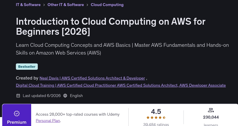 Pictures · Introduction to Cloud Computing on AWS for Beginners [2026] 2026-6
