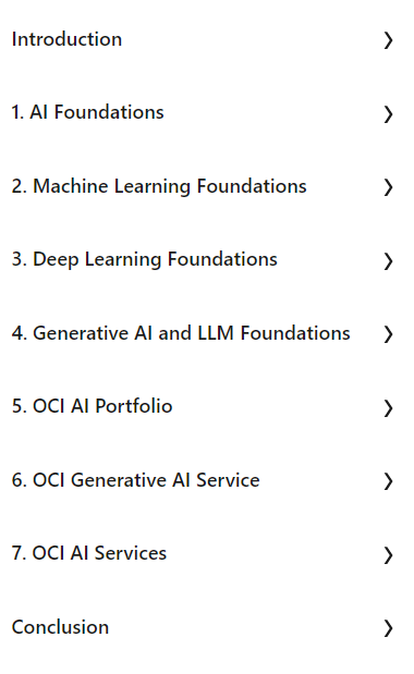 Course topics · Oracle Cloud Infrastructure AI Foundations Cert Prep 2024-11