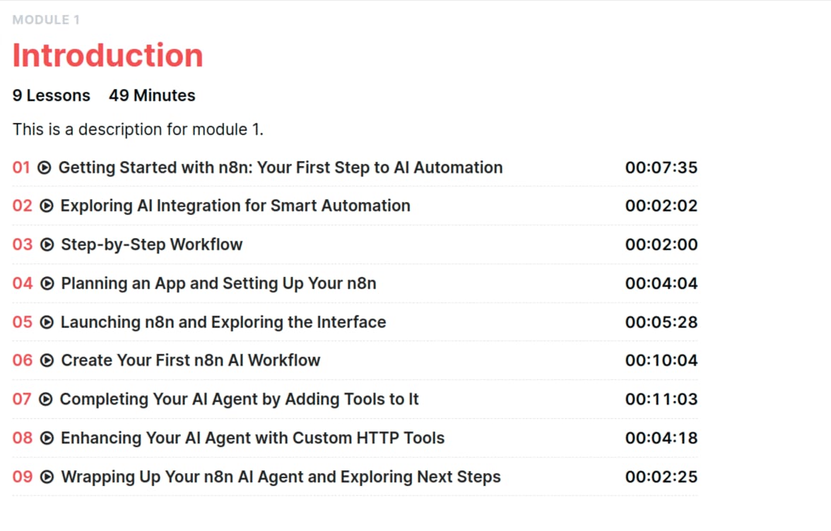 Course topics · Newline — n8n Automation: Building AI-Powered Workflows 2025-8