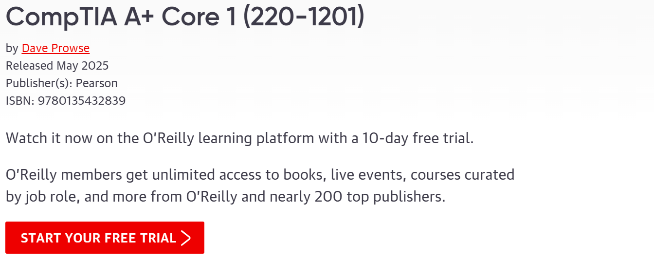 Images · CompTIA A+ Core – CompTia A+ Cœur – Comptia A + Cœur 1 (220-1201) 2025-5