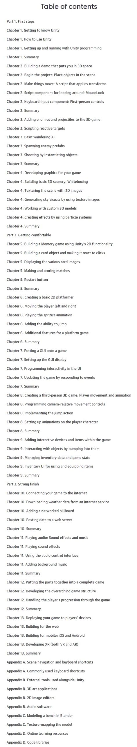 Course topics · Oreilly — Unity in Action, Third Edition, Video Edition 2022-1