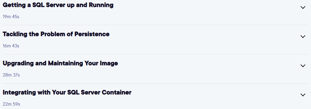 Course topics · Pluralsight — Docker for Software Development: SQL Server 2025-6