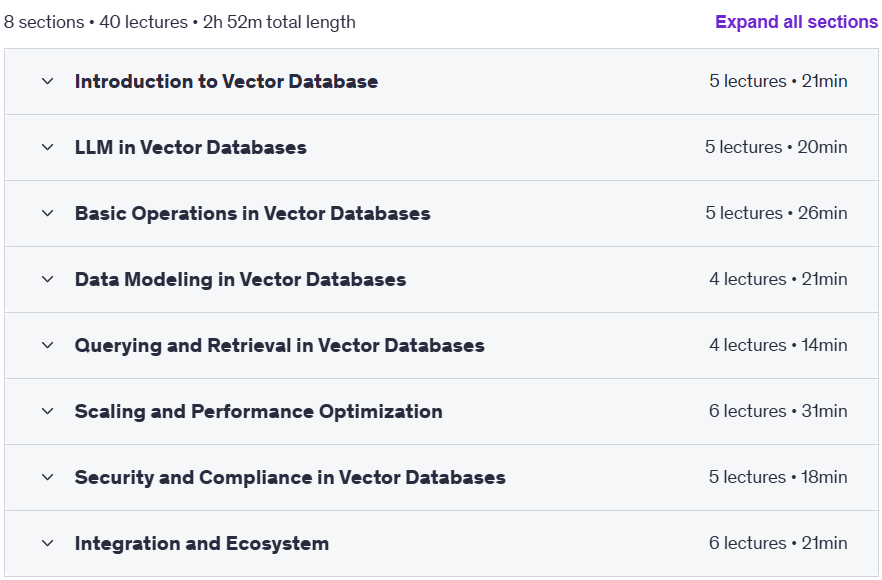 Course topics · Vector database using LLM with demo 2025-9