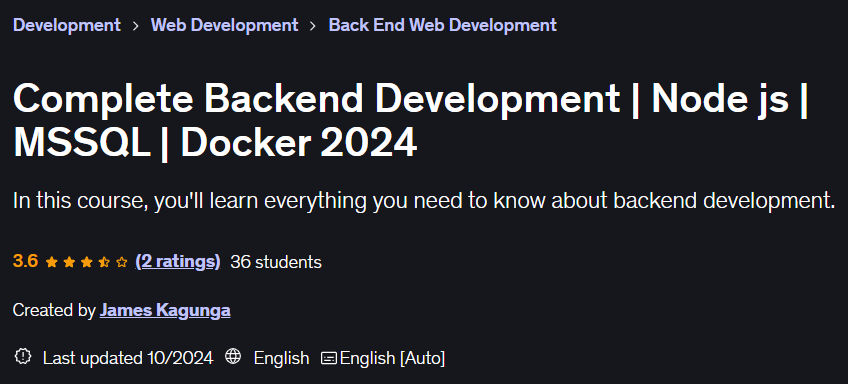 画像 · 完全バックエンド 開発 <unk> ノード JS マッサージ MSSQL <unk Docker 2024 2023-5