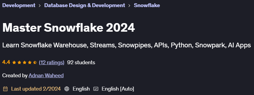 Pictures · Udemy — Master Snowflake 2024 2024-1