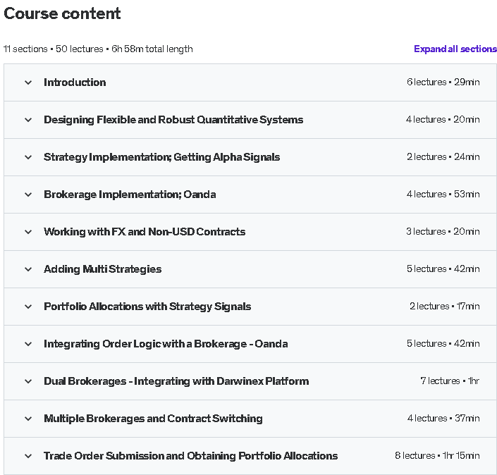 Course topics · Udemy — Multi-Strategy Quant Systems – Algorithmic Trading in Python 2022-2