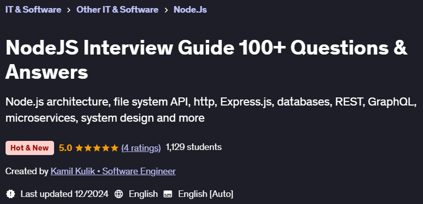 Pictures · Udemy — NodeJS Interview Guide 100+ Questions & Answers 2024-12