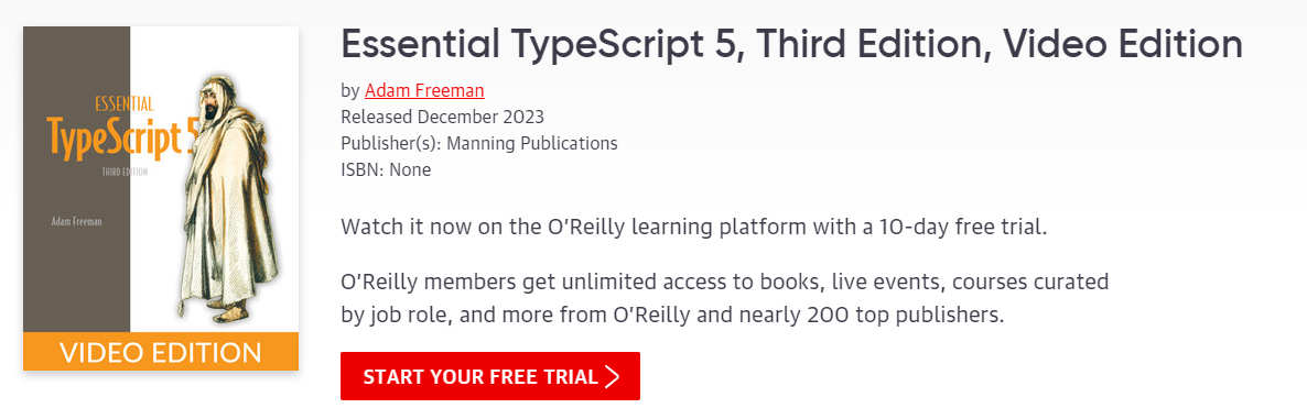 Pictures · Oreilly — Essential TypeScript 5, Third Edition, Video Edition 2023-12