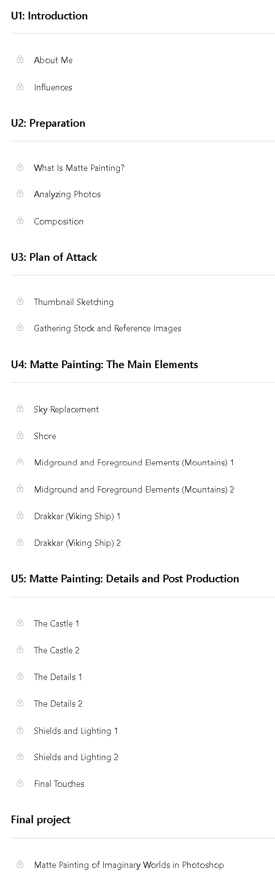 Course topics · Matte Painting of Imaginary Worlds in Photoshop 2022-10