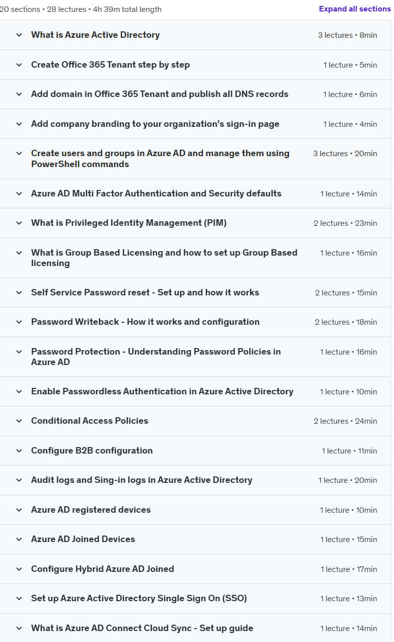 Course topics · Azure AD (Microsoft Entra ID) Administration course 2024-7