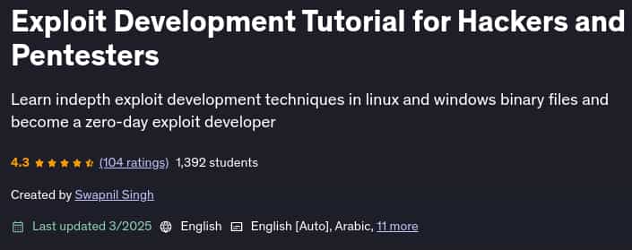 Pictures · Udemy — Exploit Development Tutorial for Hackers and Pentesters 2025-3