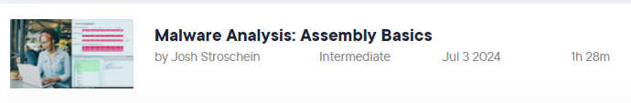 Pictures · Pluralsight — Malware Analysis: Assembly Basics 2024-7
