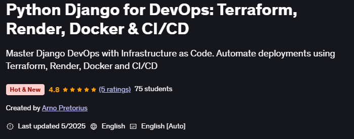 تصاویر · Python Django کے لئے DevOps: Terraformرینڈر، Docker سی ڈی / سی ڈی 2025-4