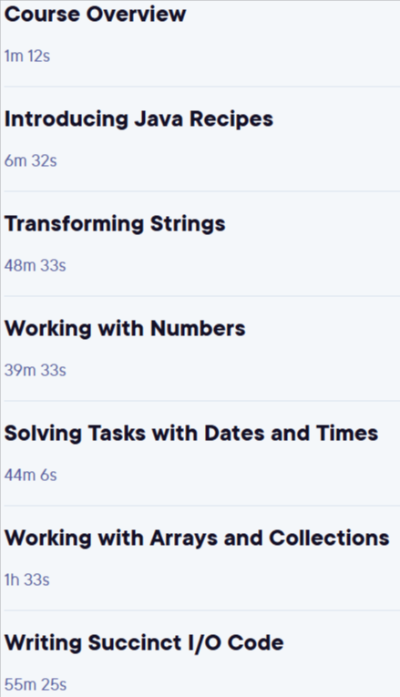 Course topics · Java Playbook 2022-6