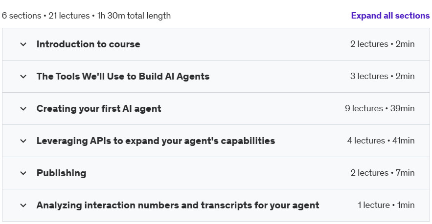 Course topics · Udemy — Build And Sell Advanced AI Agents 2024-10