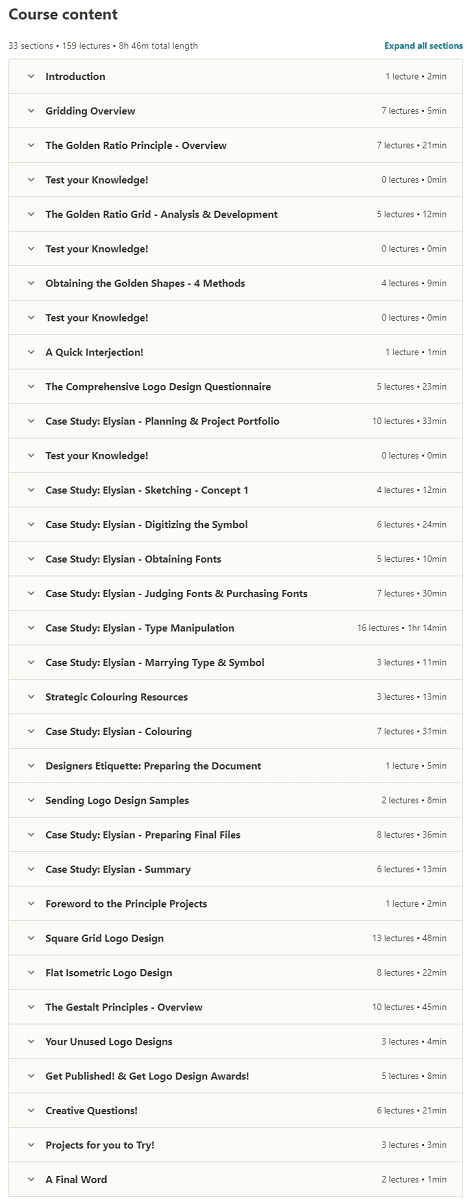 Course topics · Udemy — Logo Design in Adobe Illustrator – The Advanced Level 2019-5
