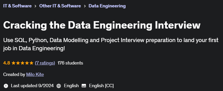 Pictures · Udemy — Cracking the Data Engineering Interview 2024-9