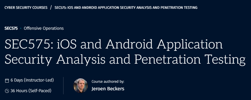 Pictures · SANS — SEC575: iOS and Android Application Security Analysis and Penetration Testing 2019-6