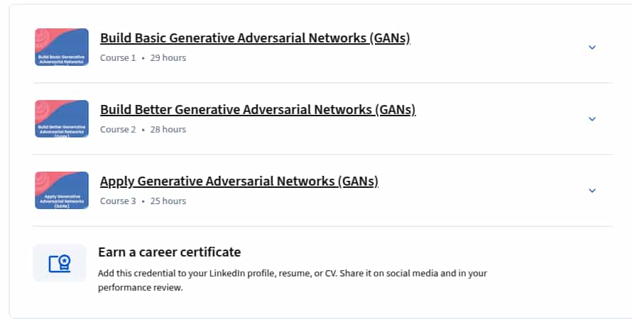 Course topics · Generative Adversarial Networks (GANs) Specialization 2025-8