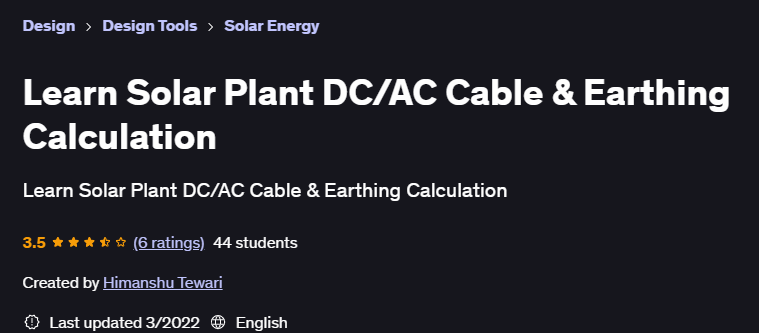 Pictures · Udemy — Learn Solar Plant DC/AC Cable & Earthing Calculation 2022-3