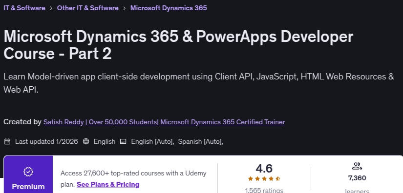 이미지 · 마이크로소프트 Dynamics 365 & PowerApps 개발자 코스 - 부분 2 2026-1