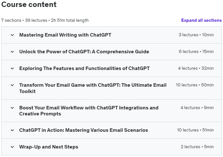 Course topics · Udemy — ChatGPT Email Writing – Write Better Emails With ChatGPT 2023-4