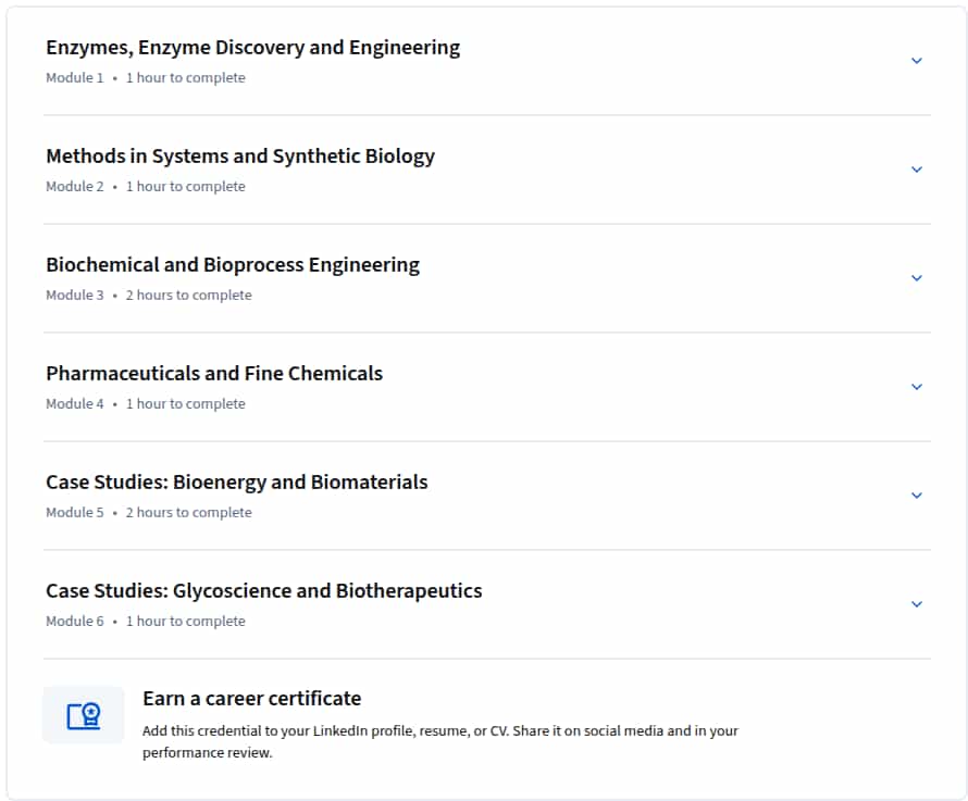 Course topics · Coursera — Industrial Biotechnology 2025-7