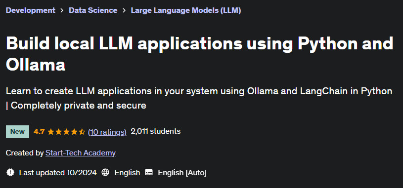 Pictures · Udemy — Build local LLM applications using Python and Ollama 2024-10