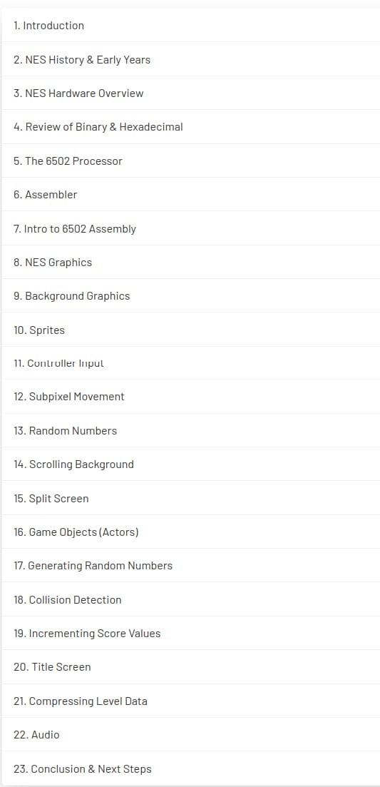 Course topics · Pikuma — NES Programming with 6502 Assembly 2024-8