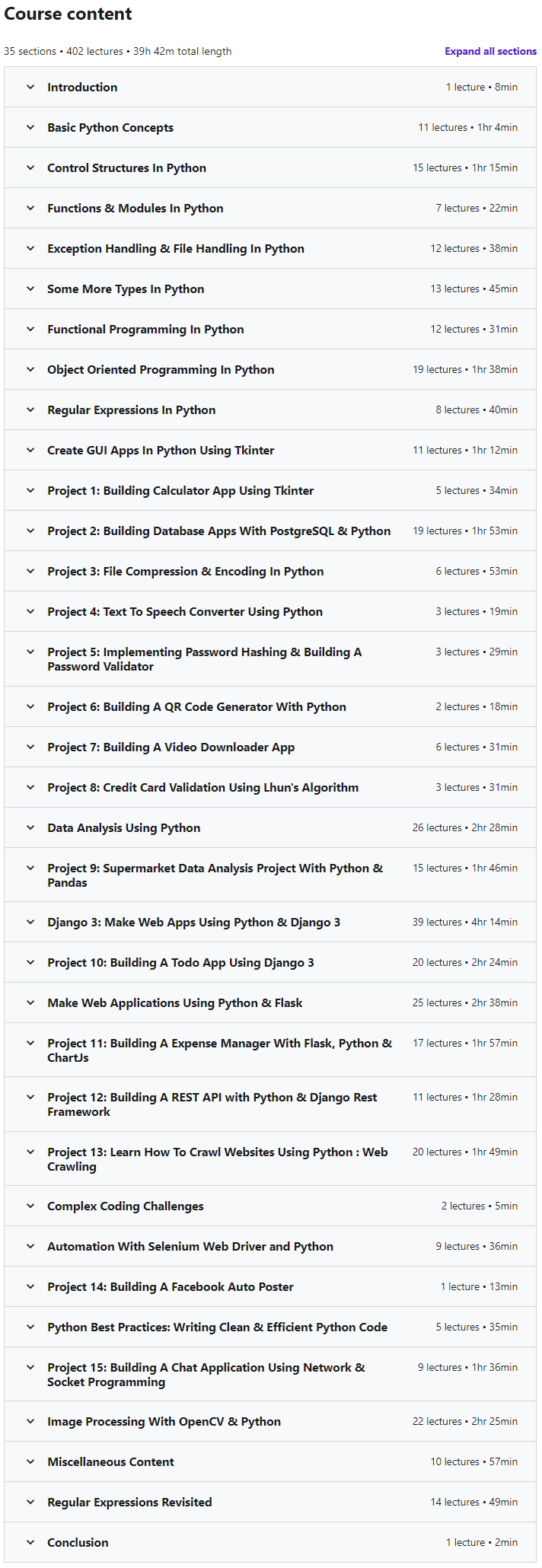 Course topics · The Complete Python Masterclass: Learn Python From Scratch 2021-4