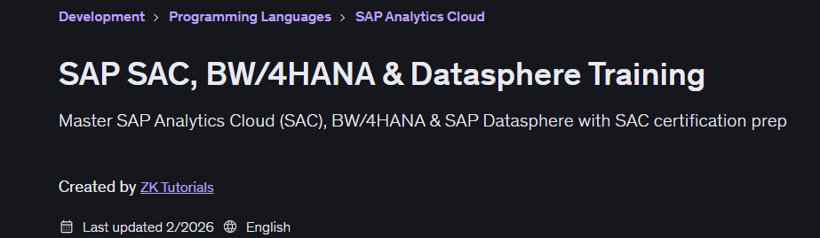 Bilder · SAP SAC, BW/4HANA & Datasphere Training 2026-2