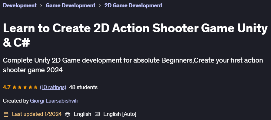 Pictures · Udemy — Learn to Create 2D Action Shooter Game Unity & C# 2024-1