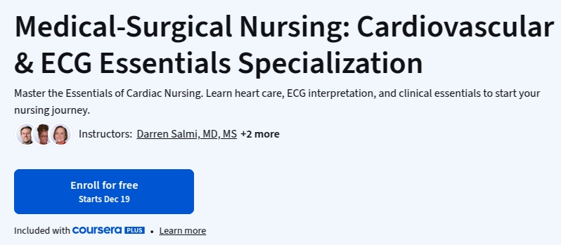 الصور · الرعاية الطبية والجراحية: التخصص في القلب والأوعية الدموية و ECG Essentials 2025-12