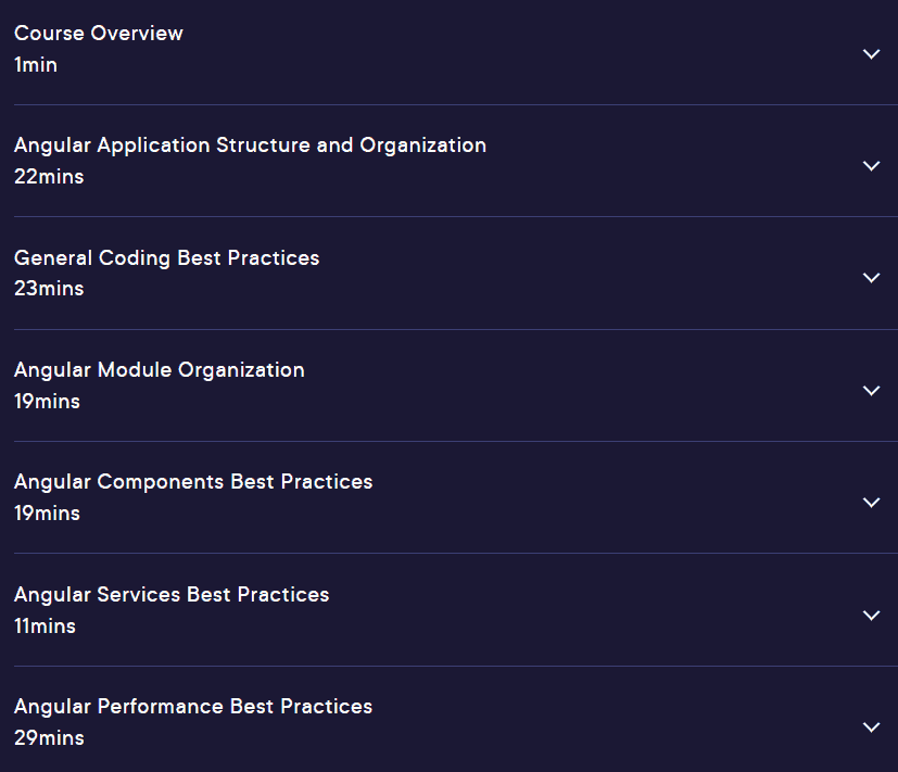 Course topics · Pluralsight — Angular Best Practices 2023-5