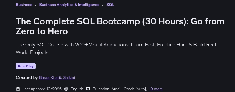 تصاویر · مکمل طور پر SQL بوٹ کیمپ (30 زمرہ:صفر سے ہیرو تک 2026-10