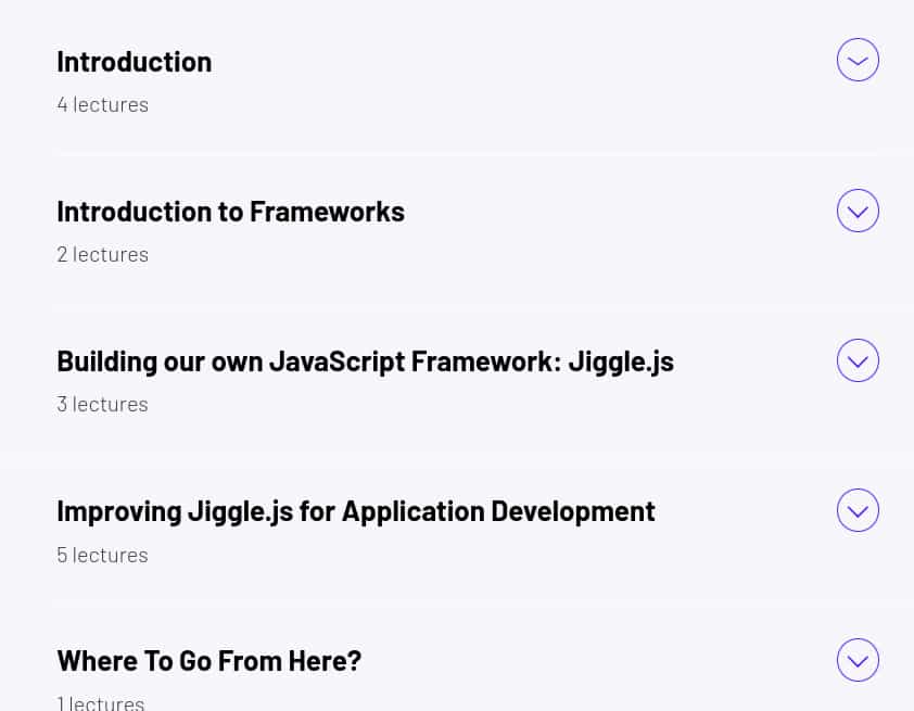 Course topics · ZeroToMastery – Conquer JavaScript by Building Your Own Framework from Scratch 2025-4